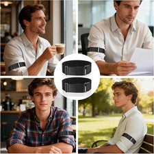 2 Pcs Elastic Sleeve Garters, Adjustable Arm Garters for Men Anti-Slip Shirt ...