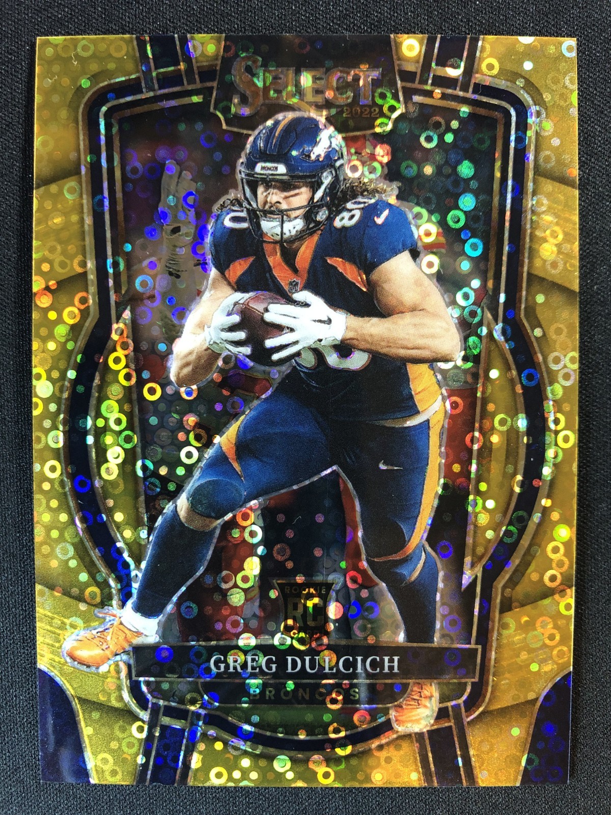 2022 Panini Select Greg Dulcich Gold Prizm Club Level RC #271 /10 Broncos