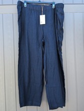 NWT Quince 100% European Linen Wide Leg Deep Navy Pants  Size XL