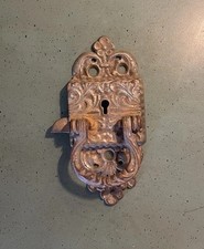 Antica serratura vittoriana ottone ghiacciaia armadio 1900 vintage senza chiave ornata