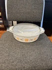 Pyrex Vintage Snowflake Town and Country 045 Oval Casserole Dish w/Lid  1 1/2 QT