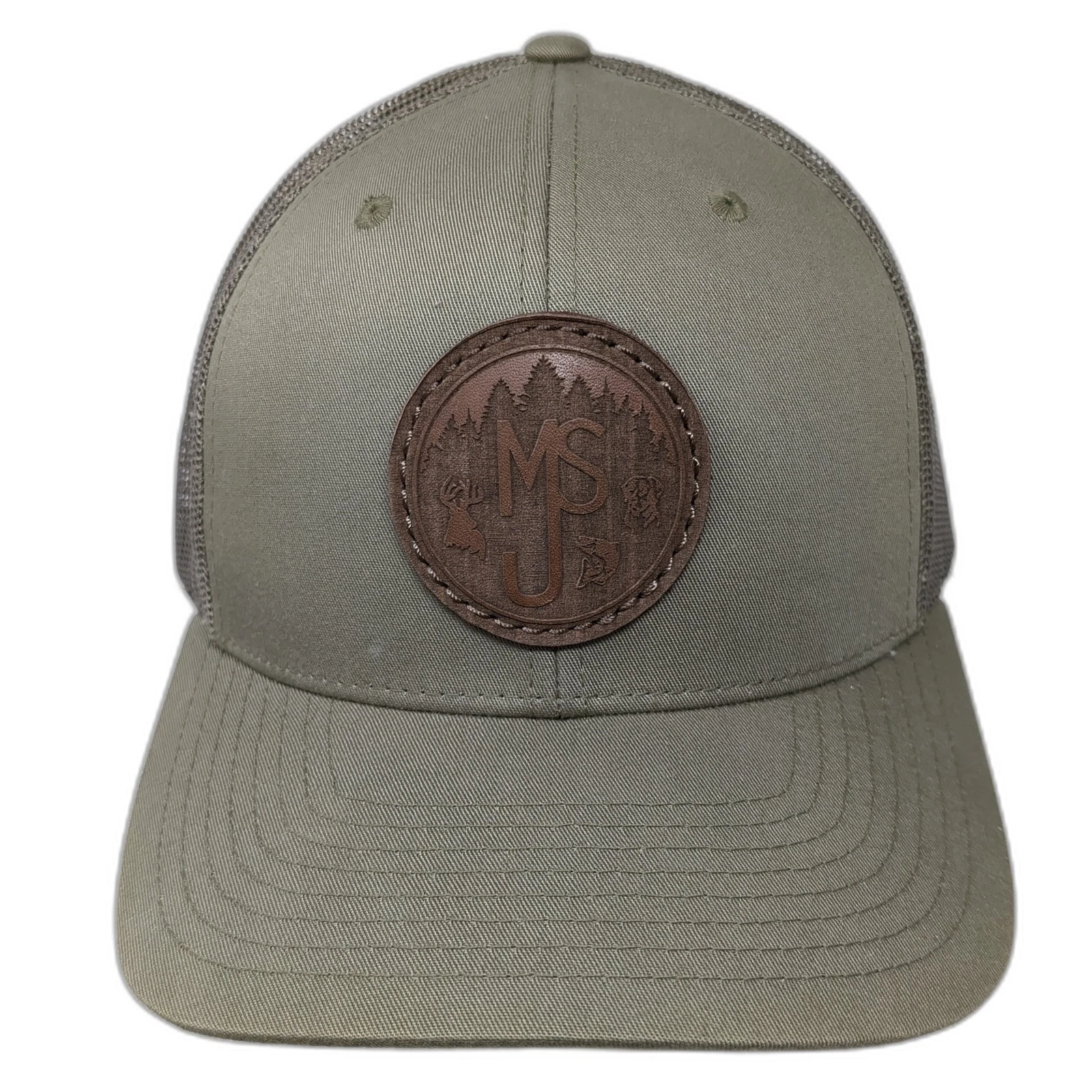 MSJ Patched Logo Snapback Trucker Hat Green One Size Adjustable Outdoor Cap
