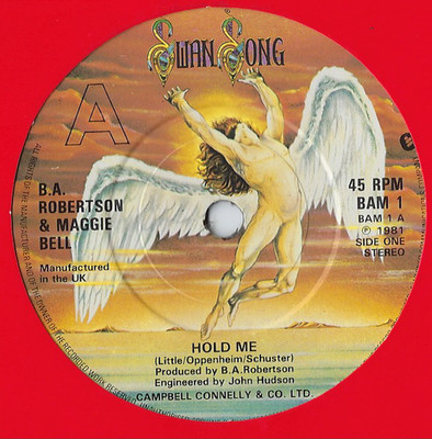 7'' - B.A. Robertson & Maggie Bell - Hold Me - Swan Song - BAM 1 #2