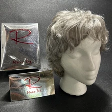 Jon Renau 446 Charlie color M56 short curly frosted silver gray Mono Top Wig LG