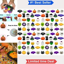 100 Pack Halloween Squishy Toys Mochi Stress Balls Party Favors Treat Bag