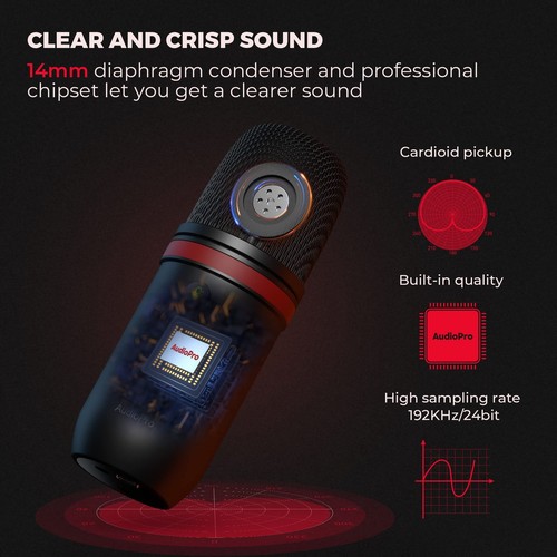 USB Microphone Computer Condenser Gaming Mic for PC/Laptop/PS4/5 Headphone Ou... - Bild 2 von 7