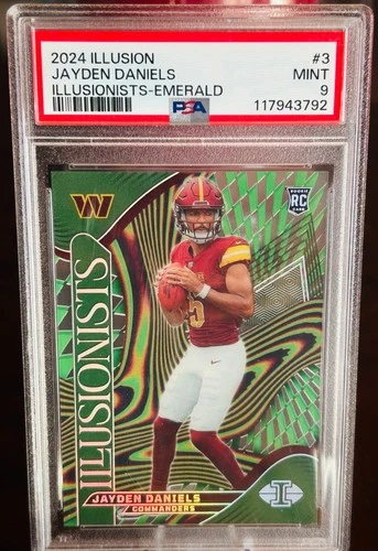 2024 Panini Illusions - Illusionists-Emerald Jayden Daniels #3 (RC) PSA 9
