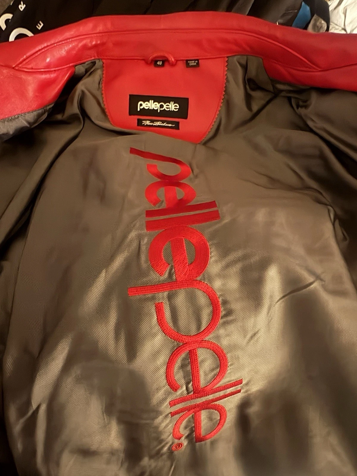 Pelle Pelle Marc Buchanan Men's Red Leather Full Zip Bomber Jacket 48 - product detail image 2