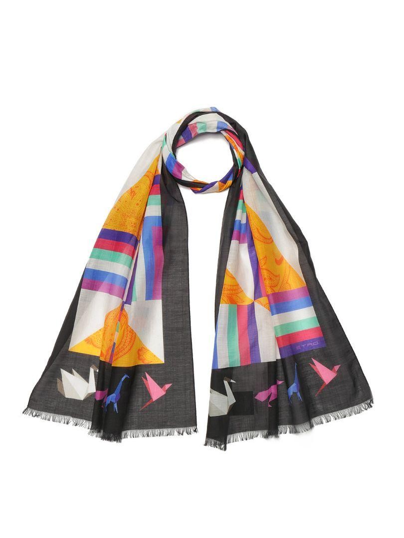 【関税&送料込】Etro Printed Cotton Blend Scarf Near MINT ETRO Silk Blend Print Scarf Cotton Italy Luxury | eBay