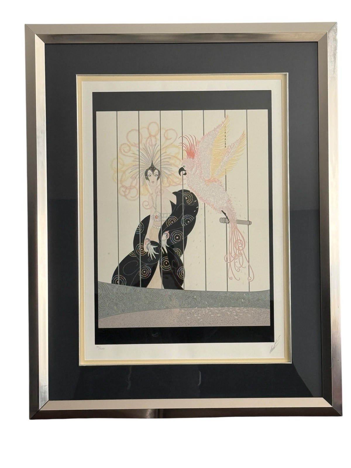 ERTE "The Bird Cage" Color Serigraph Set Design Art Deco Sig
