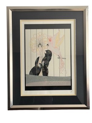 ERTE ''The Bird Cage'' Color Serigraph Set Design Art Deco Signed Framed 95/300