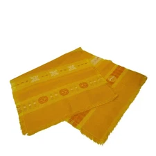 Mid Century Woven Table Scarf - Orange Yellow Orange, White - 17.5" x 36"