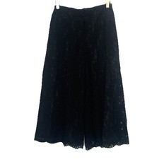 Vintage 80s Cachet Culottes Pants Women's Black Lace Wide Leg Size S Boho Goth