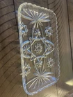 Vintage Anchor Hocking Precut Star Of David EAPG Relish Tray 8 1/2”