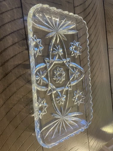 Vintage Anchor Hocking Precut Star Of David EAPG Relish Tray 8 1/2”