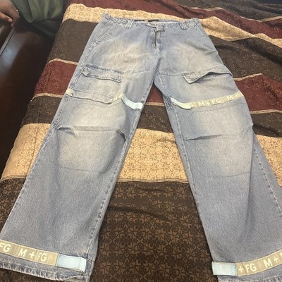 Le Jean De Marithe Francois Girbaud Blue Jeans Size 42x36 Gray Shuttle Tape