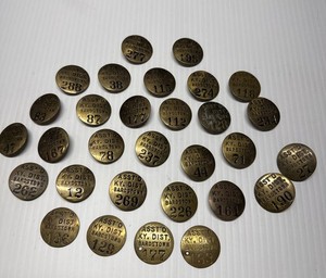 Lot Of 30 Bourbon Badges Or Private Police Or Club Pins - Bardstown Ky Brass?