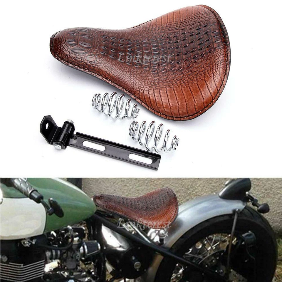 14" Big Size Bobber Motorcycle Solo Seat 3" Springs For Harley Davidson Custom - Изображение 4 из 4