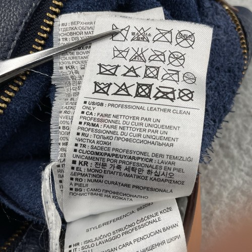 Gap Leather Shoulder Bag Womens Large Blue Gray Canvas Multi Pocket Travel Gym - Picture 15 of 17
