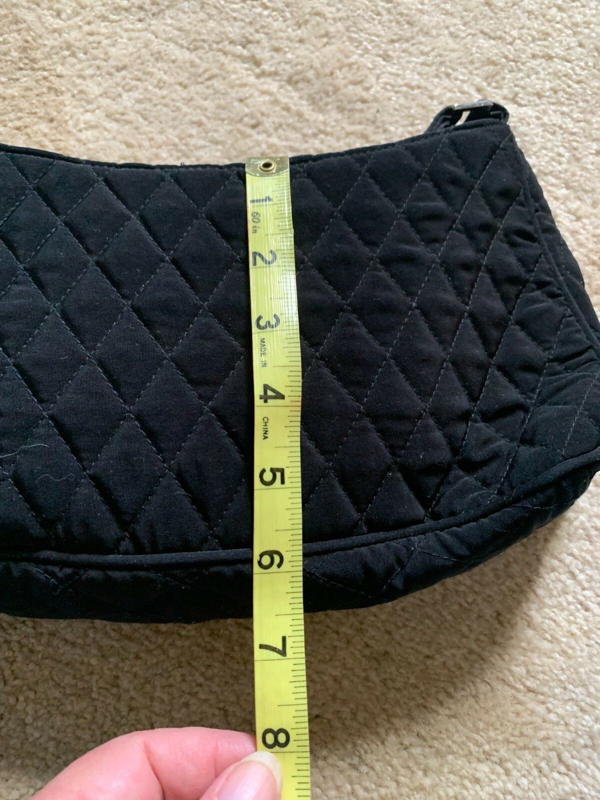 VERA BRADLEY SOLID BLACK QUILTED HOBO PURSE SHOULDER BAG TOTE eBay