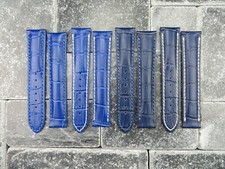 New 20mm Grain Leather Strap M Blue Deployment Watch Band OMEGA Seamaster