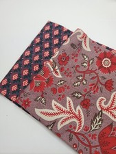French General Fabric Cotton 2 Pcs Purple Red Floral Moda Sew Quilt FAT QUARTER