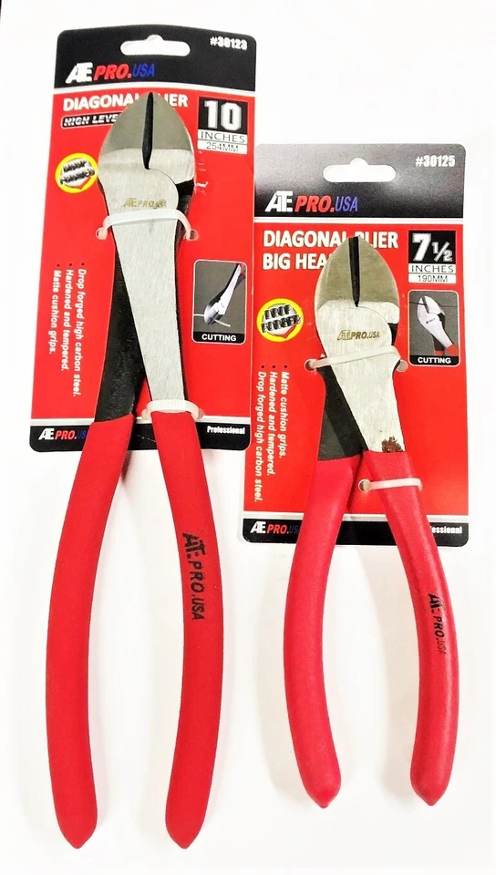 ATE PRO TOOLS 2 ATE PRO 10" & 7-1/2" LONG REACH DIAGONAL CUTTERS WIRE CUTTING PLIERS DYKES