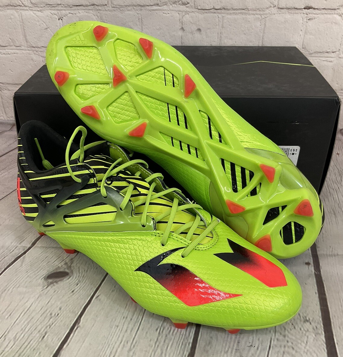 messi Adidas S74687 Messi 15.1 J Mens Soccer Cleats Solar Slime Green