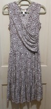 Talbots Brown & White Flower Print Sleeveless Dress sz misses 4