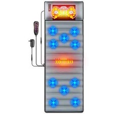 Electric Heating Pad Massager Full Body Massage Mat Shiatsu Neck w/ 10 Vibrating