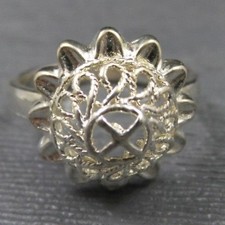 Vintage Sterling Silver Scroll Sunflower Split Band Dome Ring Size 8