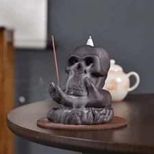 SKULL BACKFLOW BURNER INCENSE CONES HOLDER WATERFALL EFFECT MULTI-FUNCTIONAL