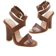 Women's Summer Open Toe Ankle Cross Strap Party Block High Heels Shoes Sandals