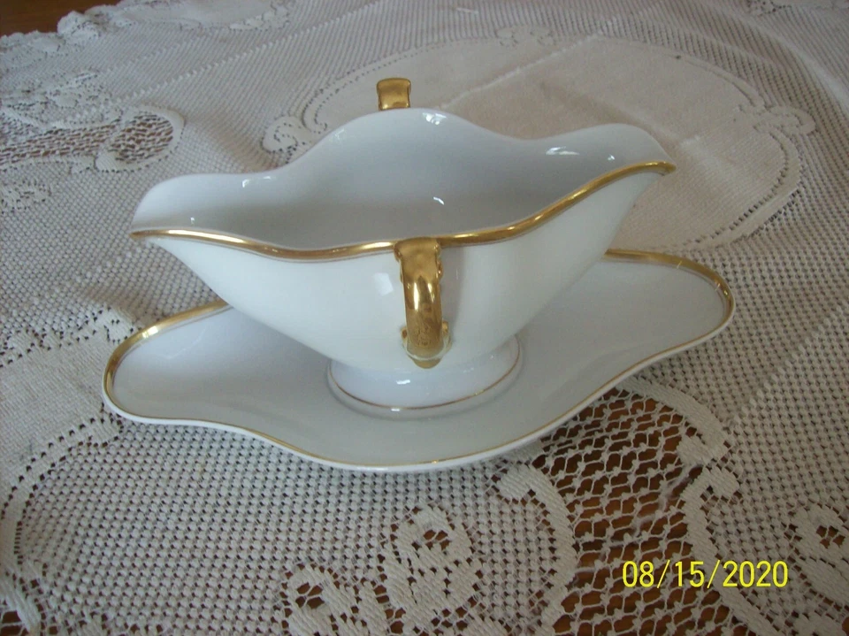 Heinrich & Co H&C Porcelana China Borde Dorado Gravy Barco Placa Base Adjunta Auto Foto 3 de 4