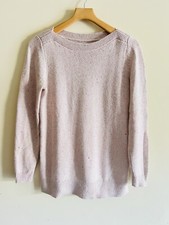 LOFT Womens Soft Crewneck Sweater Light Pink Confetti Knit Long Sleeve Sz M