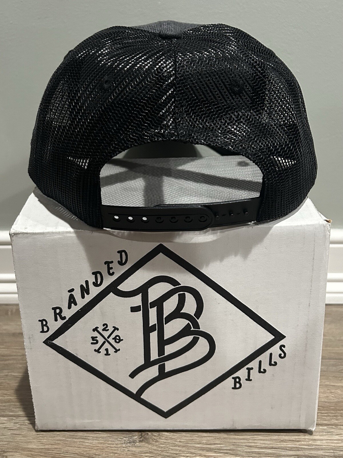 Branded Bills Pennsylvania Adjustable Snapback Trucker Black Hat Leather Patch