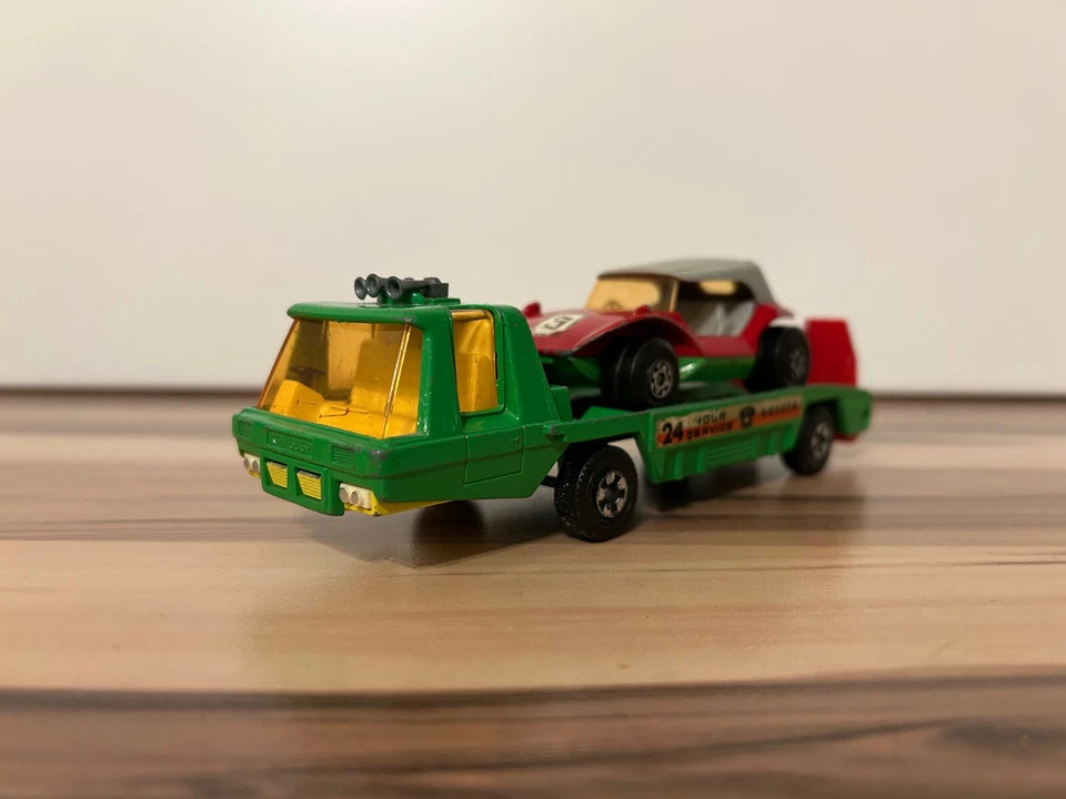 Matchbox Super Kings K-2 Car Recovering Vehicle Set 1. Version grün mit Sand Cat - Bild 3 von 4