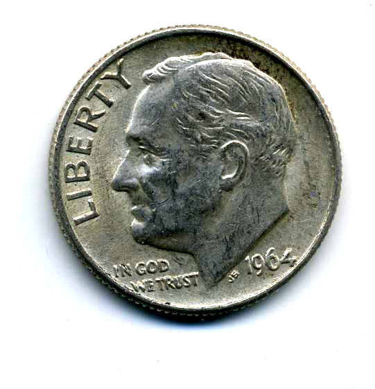 1964 D Roosevelt Dime US 10 Cent U.S America SILVER UNITED STATES 10c Coin #7379