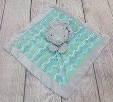 Lullaby Lane Plush Dinosaur Triceratops Lovey Security Blanket Gray Green 12"