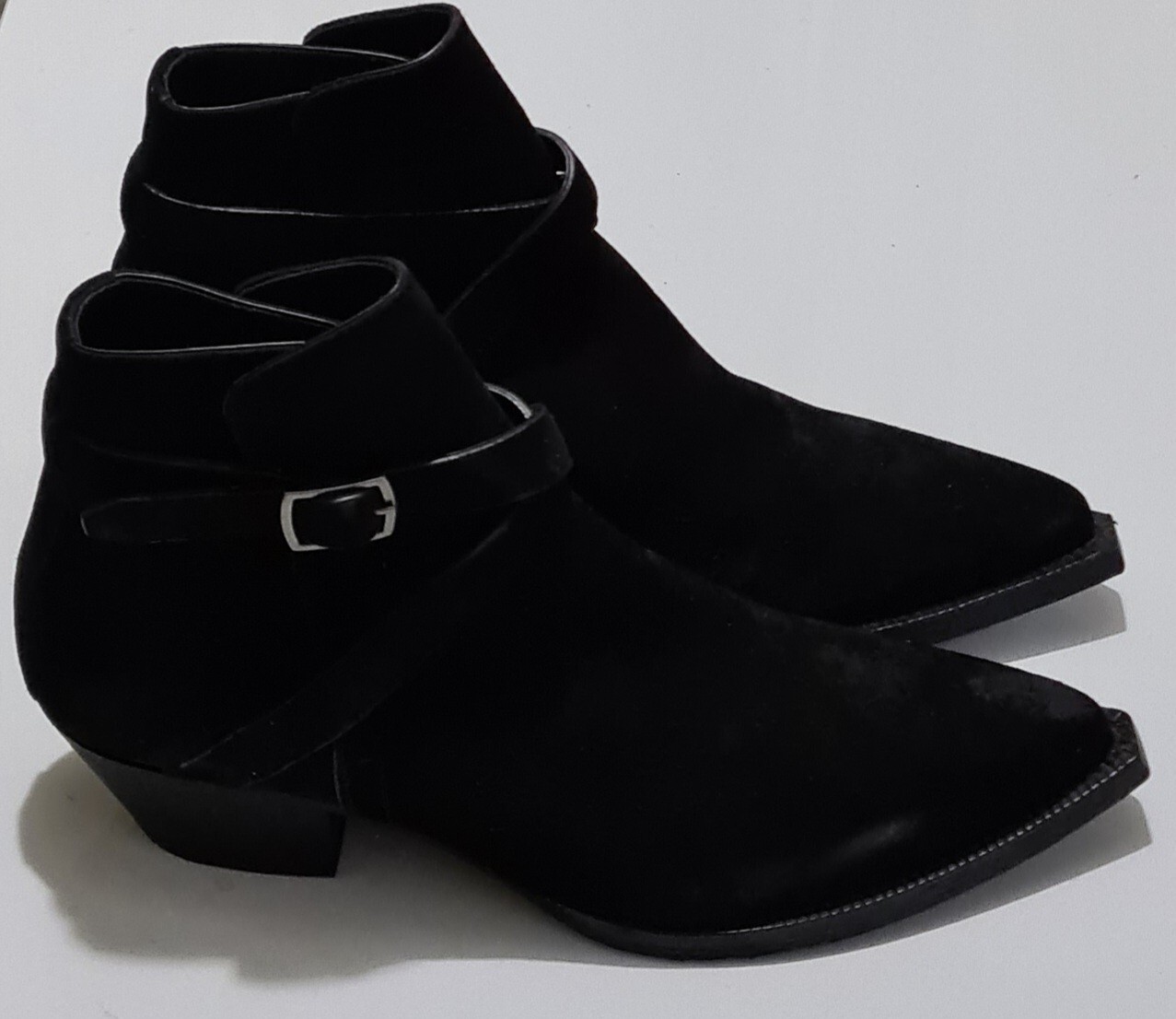 Stivaletti Saint Laurent Lukas 40 fibbia pelle scamosciata Jodhpur neri uk 9 eu 43