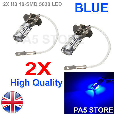 Canbus Blue Car Fog Light Lamp 12V Quality UK 2x BLUE H3 5630 SMD 10 LED Bulbs