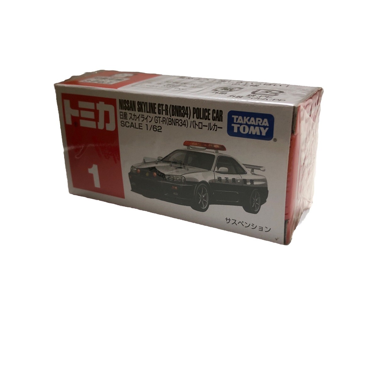 TOMICA #1 NISSAN SKYLINE GT-R (BNR34) POLICE CAR 1/62 SCALE TAKARA