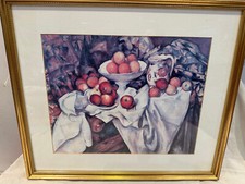 Still Life With Apples And Oranges By Paul Cezanne Canvas Wall Art Print Framed