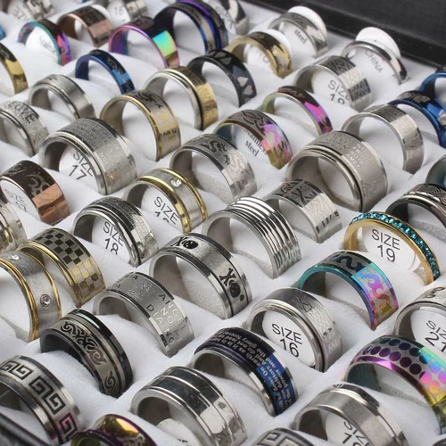 100pcs MIX Men Women Fashion Stainless Steel Rings Lot Wholesale Jewelry Gift US - Bild 4 von 9