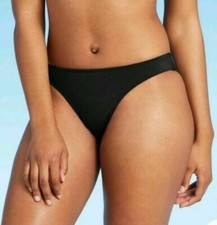 Shade  Shore Women's High Leg Extra Cheeky Bikini Bottom Black L 12-14 NWT