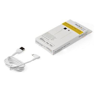 StarTech.com 1m strapazierfähiges weißes USB-A auf Lightning-Kabel - 90° rech