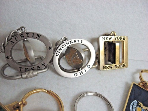 LOT 6 souvenir STATE Key Chains Rings 5 spinning gyro Pewter metal - Picture 8 of 8