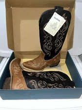 Rollda Western Style Fashion Boots Women 9.5 Black Brown Cowgirl Pointed Toe New