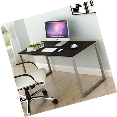 Shw Home Office 48 Inch Computer Desk Silver Espresso Espresso Ebay