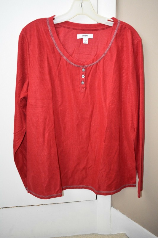 Women's Sonoma XL red thermal knit sleep shirt - BRAND NEW